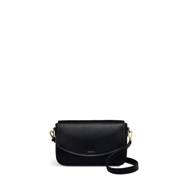 London River Road Small Leather Flapover Crossbody Bag, Black :P - Picture 1 of 6
